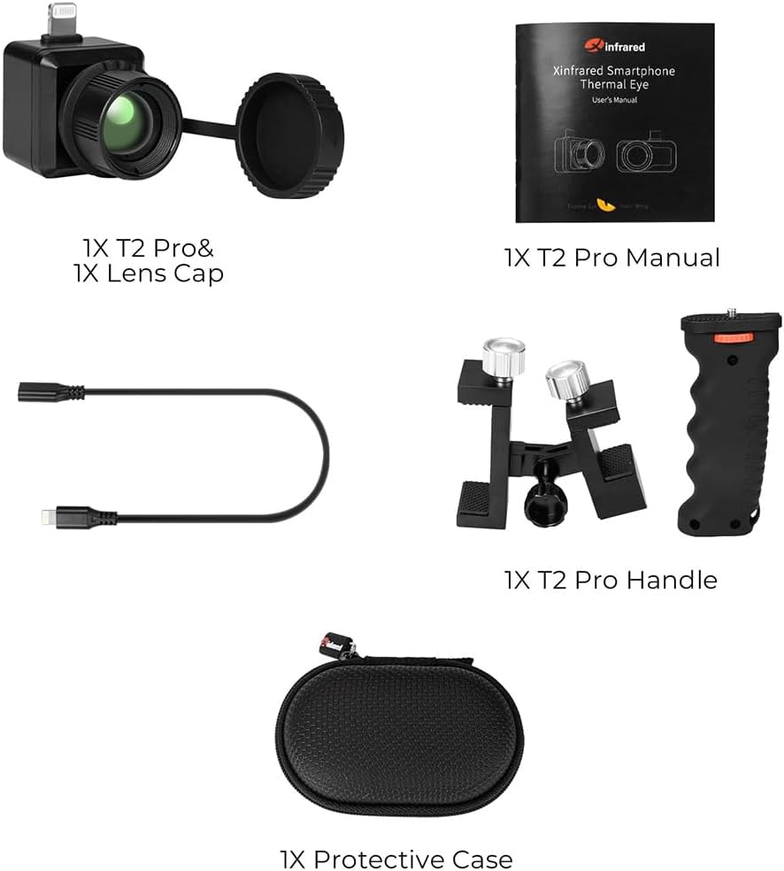 InfiRay T2 Pro Thermal Monocular for iPhone, Outdoor Night Vision Monocular, 25Hz Frame Rate, 13mm Focal Length, 13.6X10.2 FOV, Hot Spot Tracking