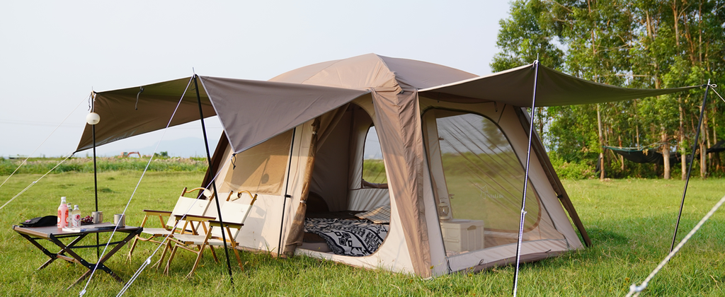 Vidalido 4-6 Person Camping Tent with 3 Door 2 Room Large Family Cabin Tents, Double Layer Waterproof Portable Glamping Tent, Big Tents for Outdoor Camping Hiking and Backpacking