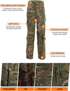 LANBAOSI Men's Tactical Jacket and Pants Military Hunting ACU Uniform 2PC Apparel Suit