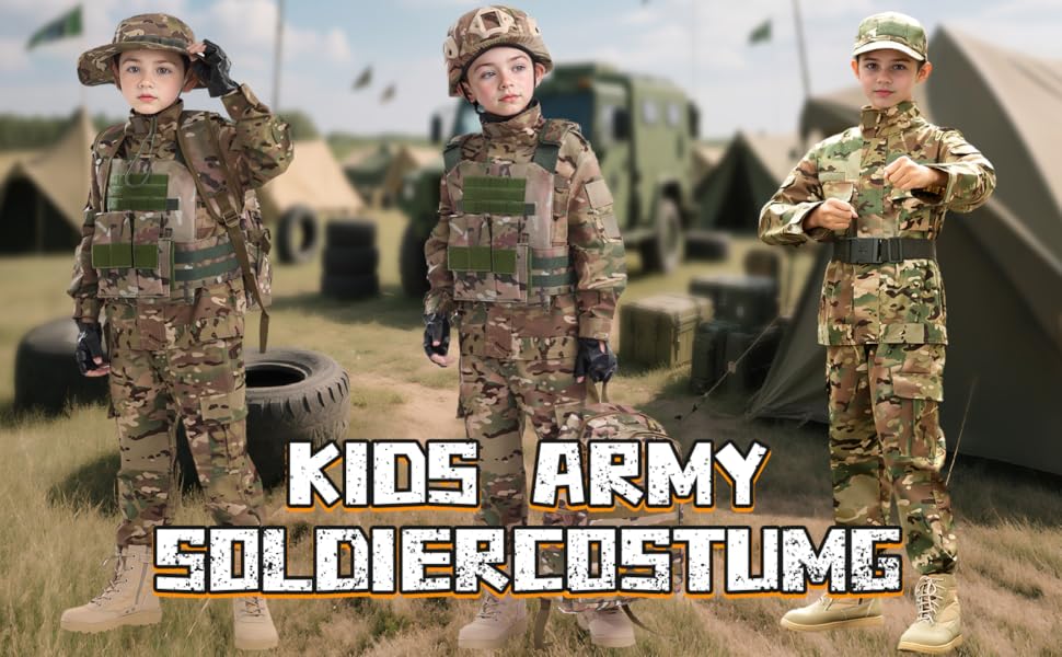 Klocerg Children's Army Special Forces Clothing Children's Camouflage Single Soldier Clothing Helmet Backpack Soldier Boy
