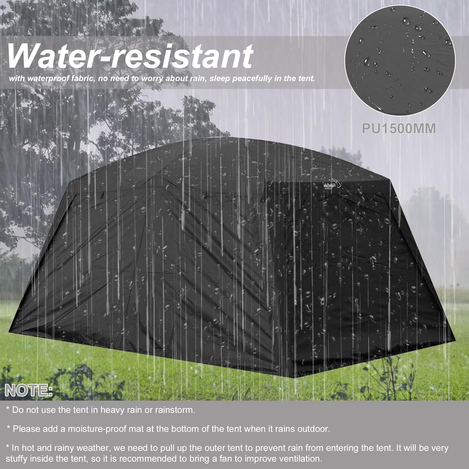 Vidalido 4-6 Person Camping Tent with 3 Door 2 Room Large Family Cabin Tents, Double Layer Waterproof Portable Glamping Tent, Big Tents for Outdoor Camping Hiking and Backpacking