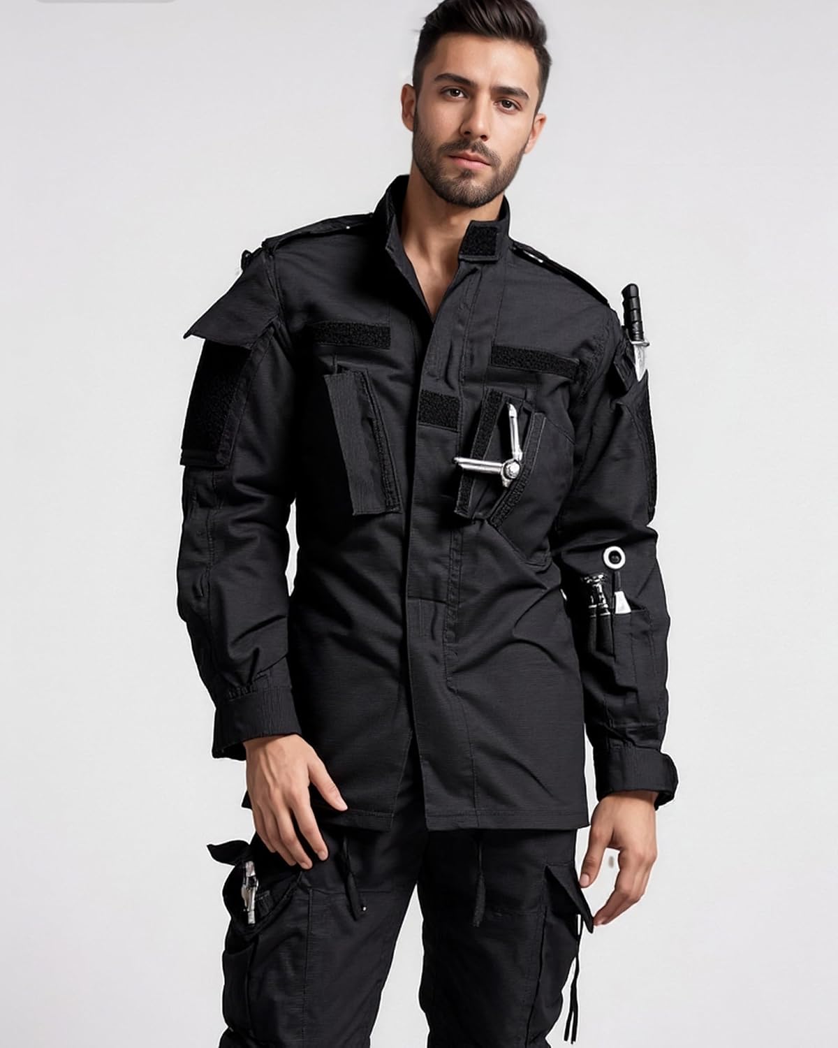 Men's Tactical Combat Jacket and Pant Set Ripstop Military Uniform Outdoor Hunting Paintball Airsoft Casual Clothes