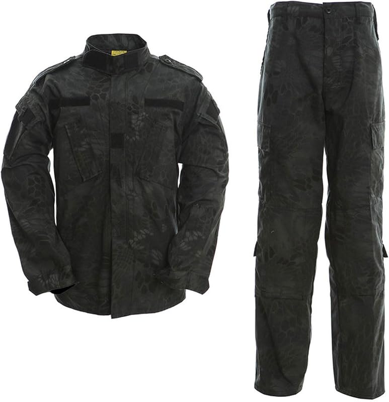 LANBAOSI Men's Tactical Jacket and Pants Military Hunting ACU Uniform 2PC Apparel Suit