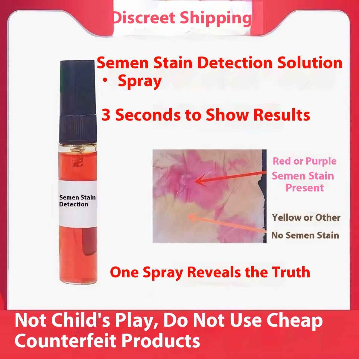 Semen detection spray reagent for semen testing page