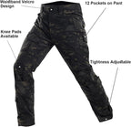 Tactical Suit,Combat Pants and Shirt,Cap Gloves Balaclava Set,Black Camo Uniform Men's Military Airsoft Gear