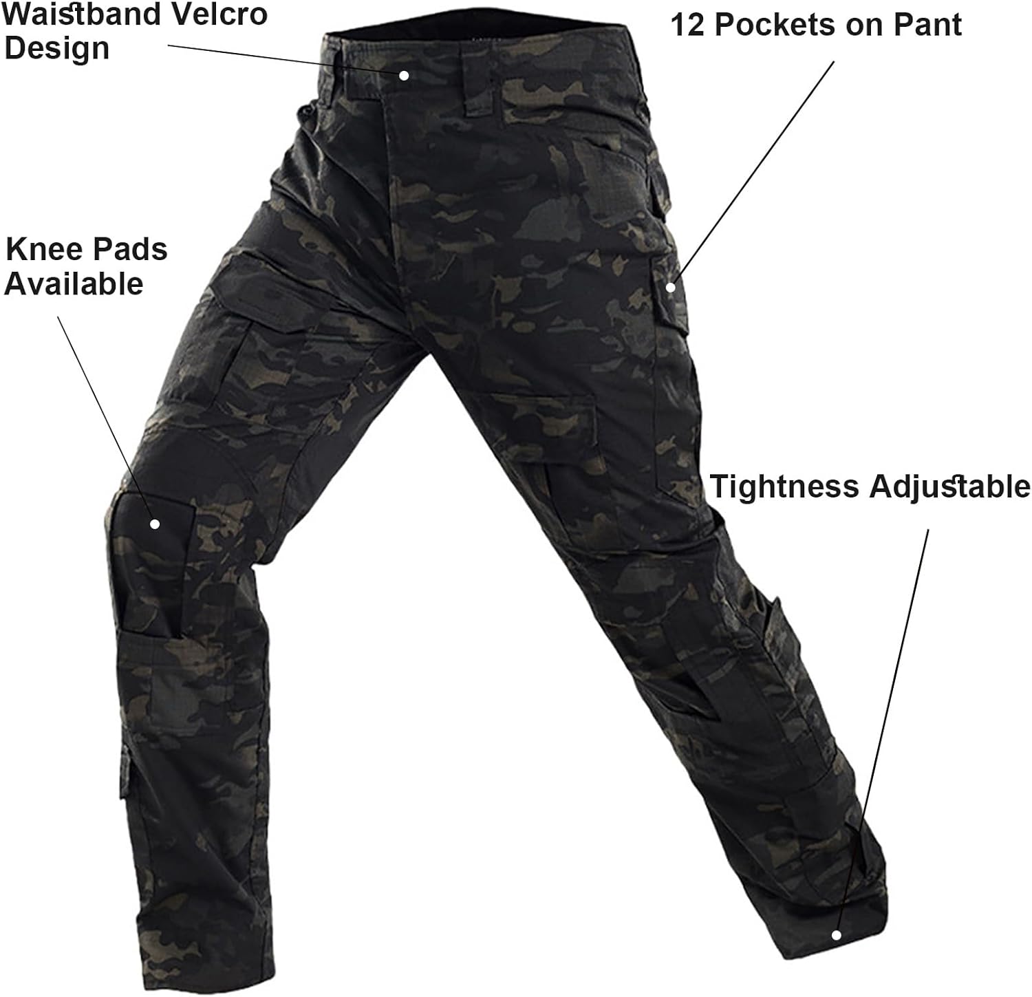 Tactical Suit,Combat Pants and Shirt,Cap Gloves Balaclava Set,Black Camo Uniform Men's Military Airsoft Gear