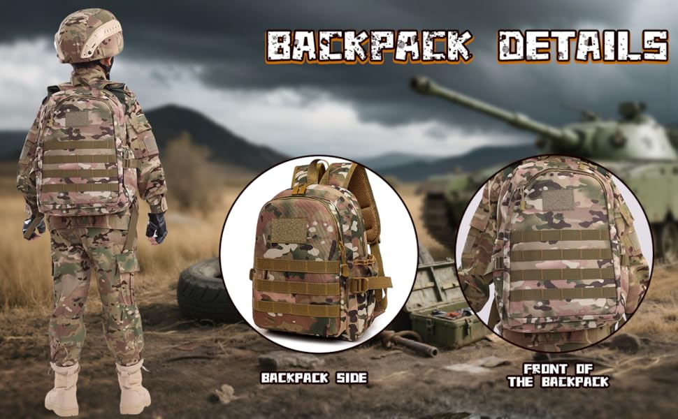 Klocerg Children's Army Special Forces Clothing Children's Camouflage Single Soldier Clothing Helmet Backpack Soldier Boy