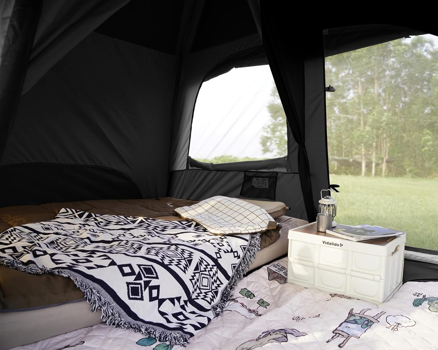 Vidalido 4-6 Person Camping Tent with 3 Door 2 Room Large Family Cabin Tents, Double Layer Waterproof Portable Glamping Tent, Big Tents for Outdoor Camping Hiking and Backpacking
