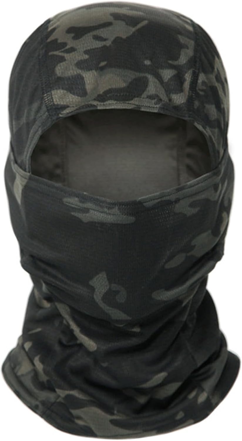 Tactical Suit,Combat Pants and Shirt,Cap Gloves Balaclava Set,Black Camo Uniform Men's Military Airsoft Gear
