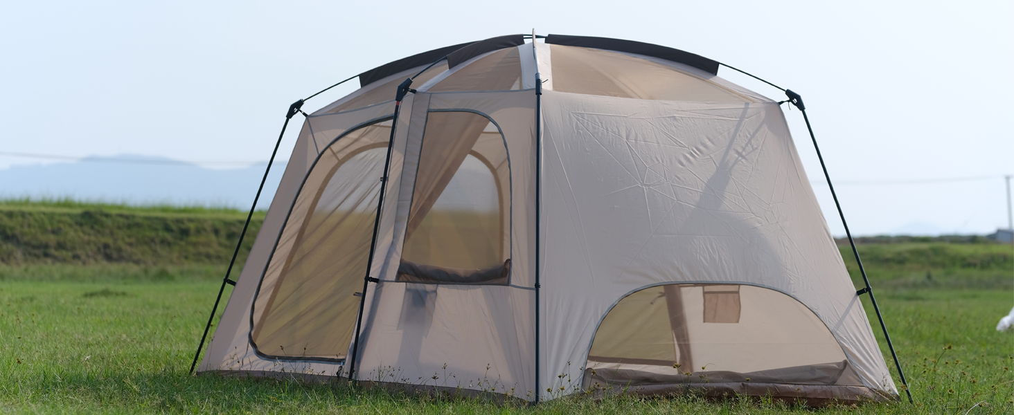 Vidalido 4-6 Person Camping Tent with 3 Door 2 Room Large Family Cabin Tents, Double Layer Waterproof Portable Glamping Tent, Big Tents for Outdoor Camping Hiking and Backpacking