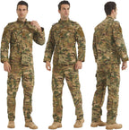 LANBAOSI Men's Tactical Jacket and Pants Military Hunting ACU Uniform 2PC Apparel Suit