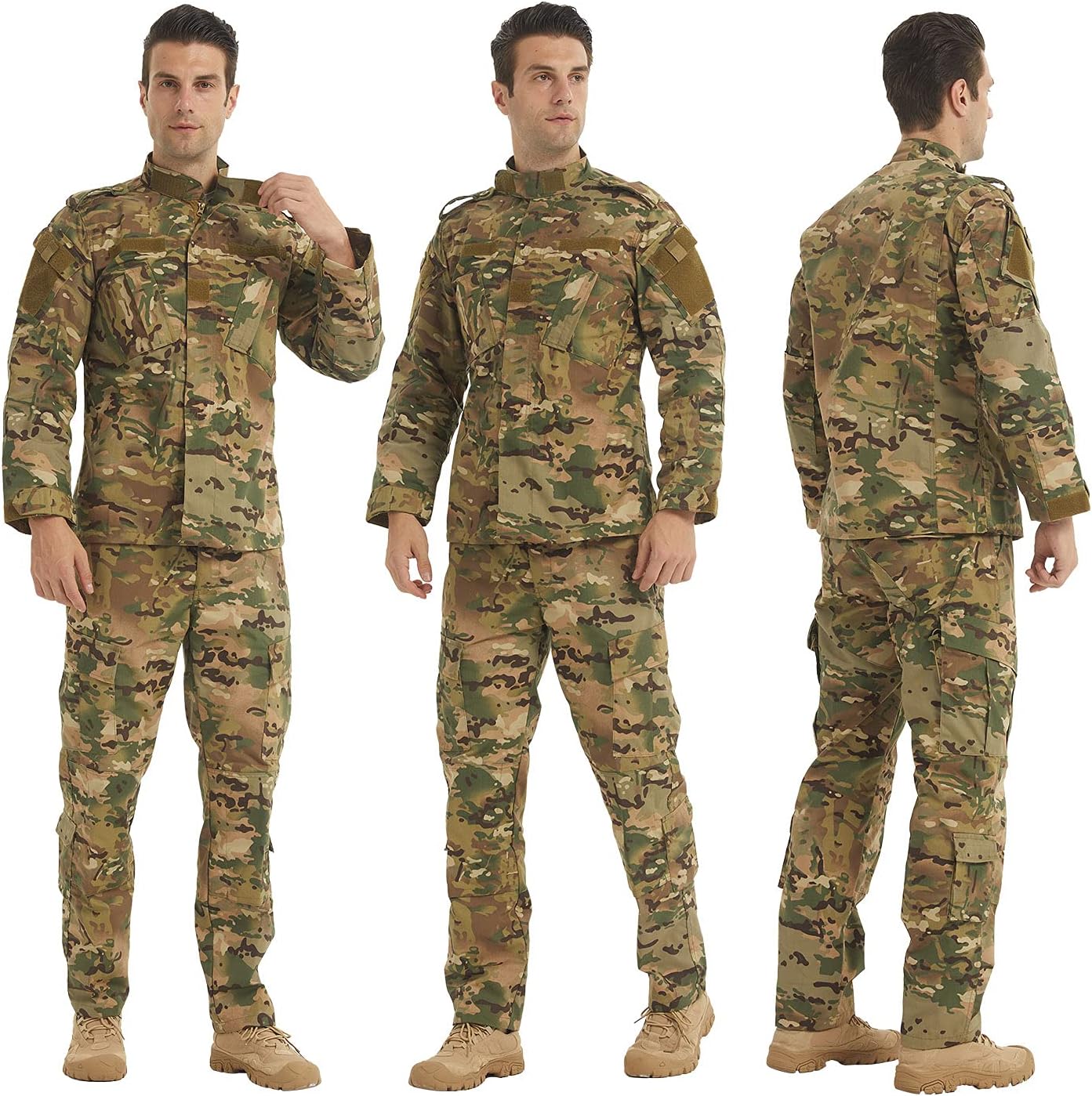 LANBAOSI Men's Tactical Jacket and Pants Military Hunting ACU Uniform 2PC Apparel Suit