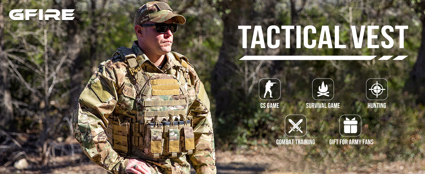 GFIRE Tactical Vest - Airsoft Lightweight Modular 3D Breathable Quick Release Vest, Adjustable Tactical Gear for Training