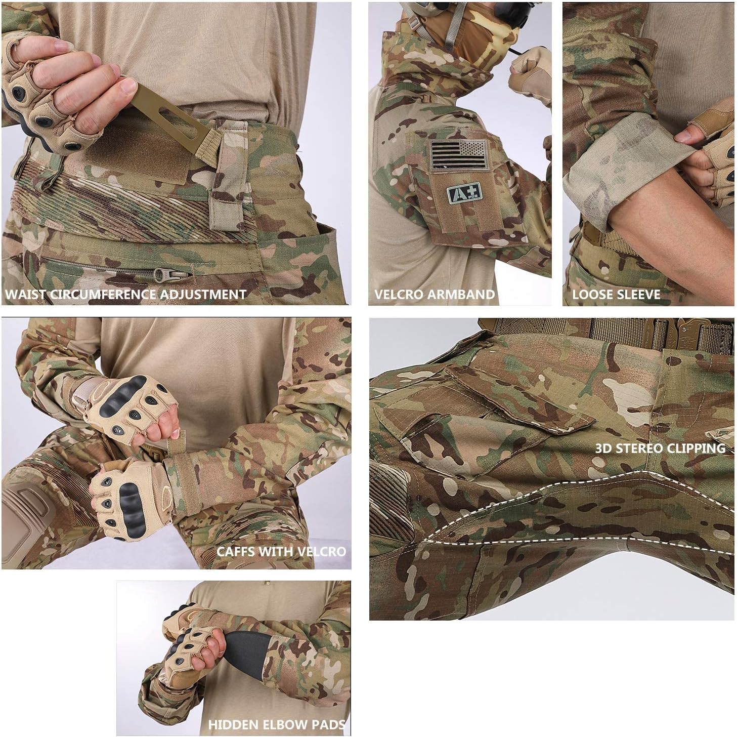 G3 Combat Suit Military Apparel Set Tactical Camouflage Clothing Hunting Uniform Paintball Gear with Knee Pads for Men