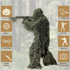 DoCred 5 in 1 Ghillie Suit, 3D Camouflage Hunting Apparel w/Jacket, Pants, Hood, Carry Bag for Adults/Youth, S/M/L/XL/XXL