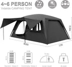 Vidalido 4-6 Person Camping Tent with 3 Door 2 Room Large Family Cabin Tents, Double Layer Waterproof Portable Glamping Tent, Big Tents for Outdoor Camping Hiking and Backpacking